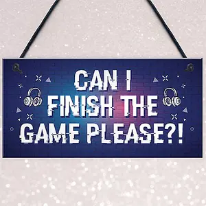 Red Ocean Funny Gaming Sign For Boys Bedroom Gamer Gift For Son Brother Hanging Door Sign For Games Room