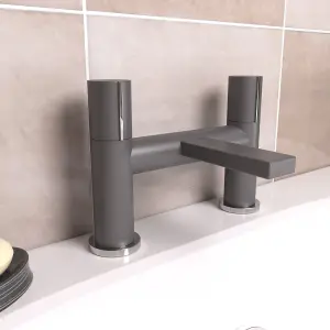 Nes Home Arte Handleless Futuristic Matte Grey Bath Filler Tap Deck Mounted Brass