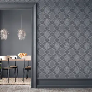 Arthouse Curve Charcoal Wallpaper