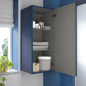 GoodHome Imandra Matt Blue Single Deep Wall cabinet (W)400mm (H)900mm