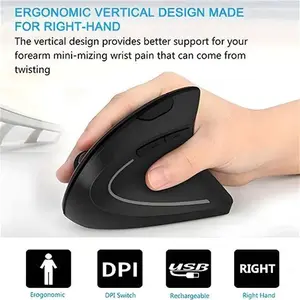 H1 Rechargeable Adjustable DPI Wireless Ergonomic Vertical Mouse 2.4Ghz 2400DPI Vertical Mice For