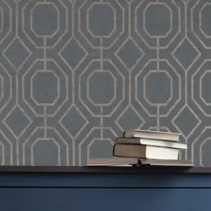 Luxe geo Charcoal Smooth Wallpaper Sample