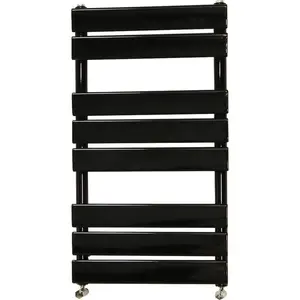 Flat Panel Heated Towel Rail Radiator Bathroom Warmer Black / 80cm H x 45cm W x 6.2cm D