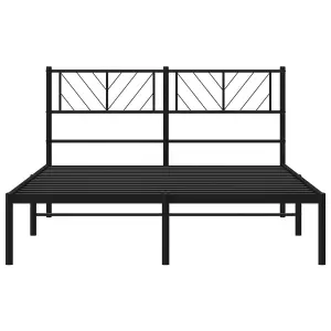 Berkfield Metal Bed Frame with Headboard Black 120x190 cm