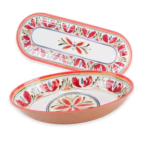 Purely Home Mediterranean Melamine Oval Serving Bowl & Oval Tray Set