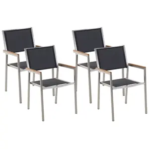 Set of 4 Garden Chairs GROSSETO Stainless Steel Black