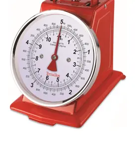 Terraillon Traditional Kitchen Scale, Manual Tare, Large Dial, 5 kg Capacity, Tradition 500 - Red