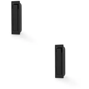 2 PACK - Flush Sliding Pocket Door Pull Handle - Matt Black 70mmx19mm Finger Edge