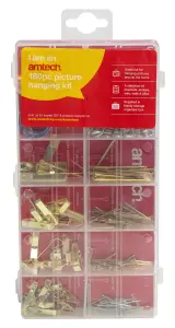 Amtech S5162 Picture Hanging Kit, Picture Hangers, Picture Hooks, Wall Pegs, Hanging Wire, 180pc