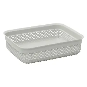 JVL Droplette Design Set of 3 Rectangular Plastic Storage, 3 Sizes, Grey