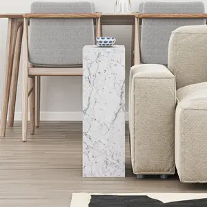 Beeler Modern Slim Compact Side Table White Marble