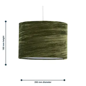 First Choice Lighting Green Crushed Velvet 25cm Pendant Lightshade