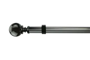 GoodHome Kilmos Gloss Black Nickel effect Extendable Ball Curtain pole Set, (L)2000mm-3300mm (Dia)28mm