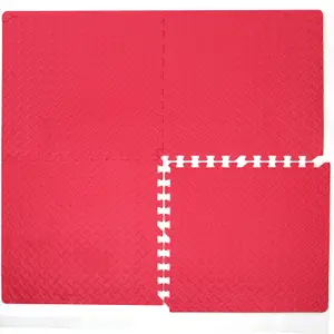 Interlocking Gym Yoga Mats in Red Anti-Fatigue EVA Soft Foam Exercise Play Floor Tiles