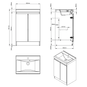 Coast 600mm White Gloss Floorstanding Basin Unit complete with Basin