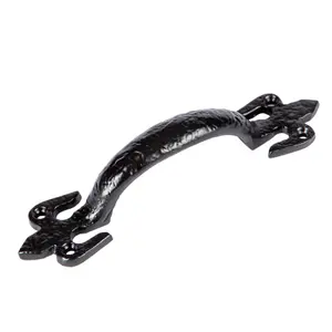 Hammer & Tongs - Rustic Fleur De Lis Door Handle - H150mm - Black