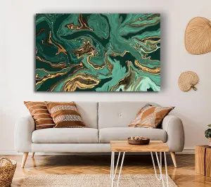 Green Fold To Gold Canvas Print Wall Art - Medium 20 x 32 Inches