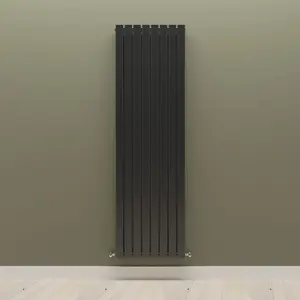 Vertical Black Double Flat Panel Radiator (H) 1800 mm x (W) 544 mm, 7924 BTU.