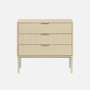 sweeek. 3-drawer chest in wood and metal-effect Richmond Natural