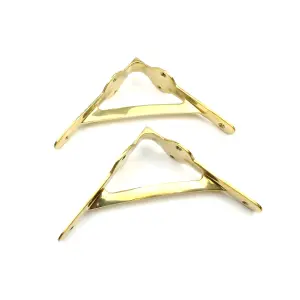 Oakcrafts - Pair of Solid Brass Gallows Style Shelf Brackets - 150mm x 150mm