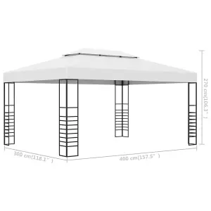 Berkfield Garden Gazebo Powder-Coated Steel 4x3x2.7 m White