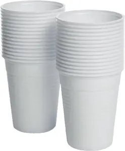 KAV Disposable White Plastic Cups - 7oz Plastic Glasses for Travel, Wedding Party, Picnic, Wine, Cold Drinks, (Pack of 1000)