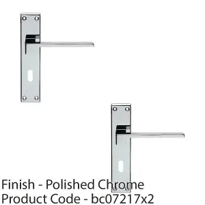 2 PACK - PAIR Flat Straight Lever on Lock Backplate Door Handle 180x40mm Polished Chrome