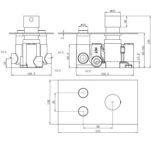 Cairns Chrome Round Touch Control Concealed Thermostatic Shower Valve - Dual Outlet