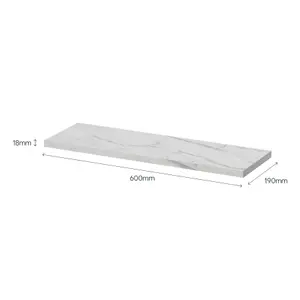 GoodHome Rigga Modular White marble effect Rectangular Floating shelf (L)60cm x (D)19cm