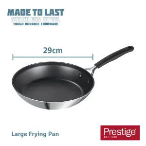 Prestige Made to Last Silver Round Stainless Steel Dishwasher Safe Non-Stick Frying Pan 29cm