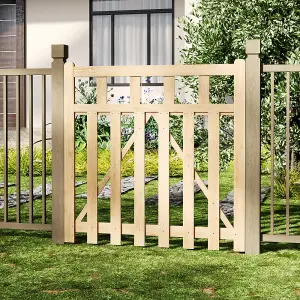 Durable Wooden Pedestrian Gate for Garden Fence and Entrance 120cm W x 120cm H