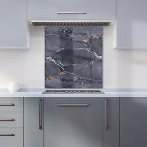 Polished Slate Grey Quartz Effect Premium Glass Kitchen Splashback W900mm x H650mm