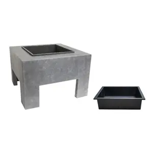 Square Fire Pit & Square Console Cement H40Cm W58Cm