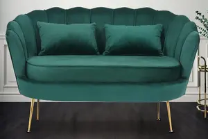 2 Seater Loveseat Small Sofa in Velvet Emerald Green