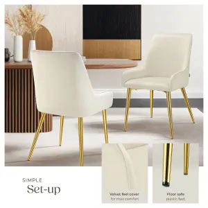 Dining Chair Avane - upholstered in velvet look, padded, ergonomic, high backrest - beige