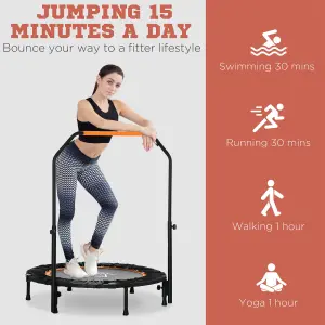 HOMCOM 40" Foldable Mini Fitness Trampoline w/ Foam Handle, Orange