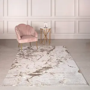 Strata Bronze Grey Champagne Modern Abstract Easy to Clean Rug for Living Room Bedroom and Dining Room-80cm X 150cm