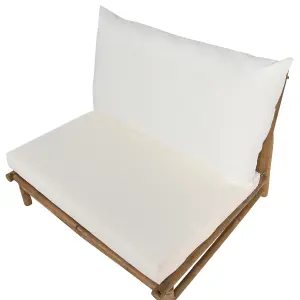 Set of 2 Garden Chairs with Cushions TODI Bamboo Wood Off-White