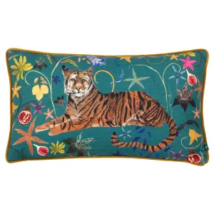 Wylder Madagascan Tiger Piped Velvet Polyester Filled Cushion