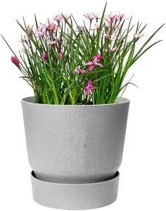 30cm Greenville Recycled Plastic Pot - Concrete / Grey