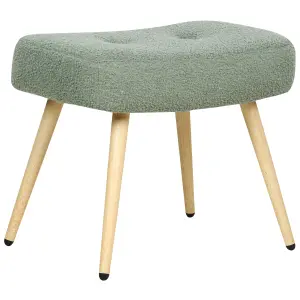 Wingback Chair VEJLE with Footstool Boucle Light Green