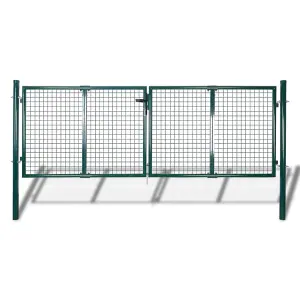 Berkfield Fence Gate Steel 306x150 cm Green