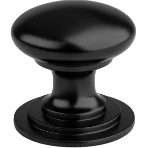 Victorian Tiered Door Knob - 38mm Matt Black Cabinet Pull Handle Round Rose