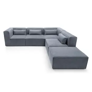 Doris Modular Extended Corner Sofa in Dark Grey Cord Chenille