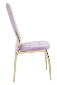 Interiors by Premier Pink Velvet Dining Chair, Modern Dining Accent Chair, Pink & Gold Velvet Upholstered Dining Chair for Home