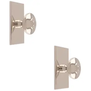 2 PACK - 38mm Round Cabinet Door Knob & 76x40mm Matching Backplate Polished Nickel Handle