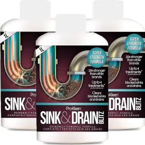 3L of Pro-Kleen Sink & Drain Blitz - Plughole, Sink & Drain Unblocker - Super Strength Formula