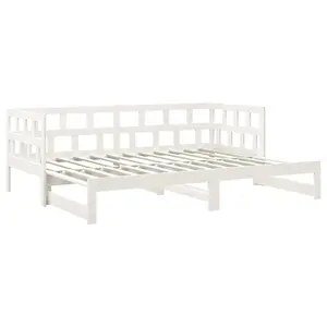 Berkfield Pull-out Day Bed White Solid Wood Pine 2x(90x200) cm