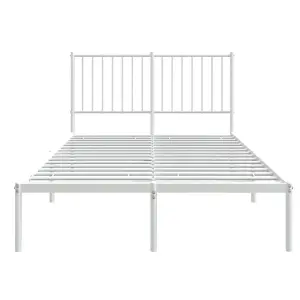 Berkfield Metal Bed Frame with Headboard White 120x200 cm