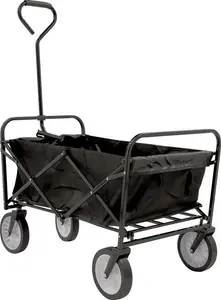 Folding Utility Trolley, Collapsible Camping & Outdoor Utility Wagon, Black